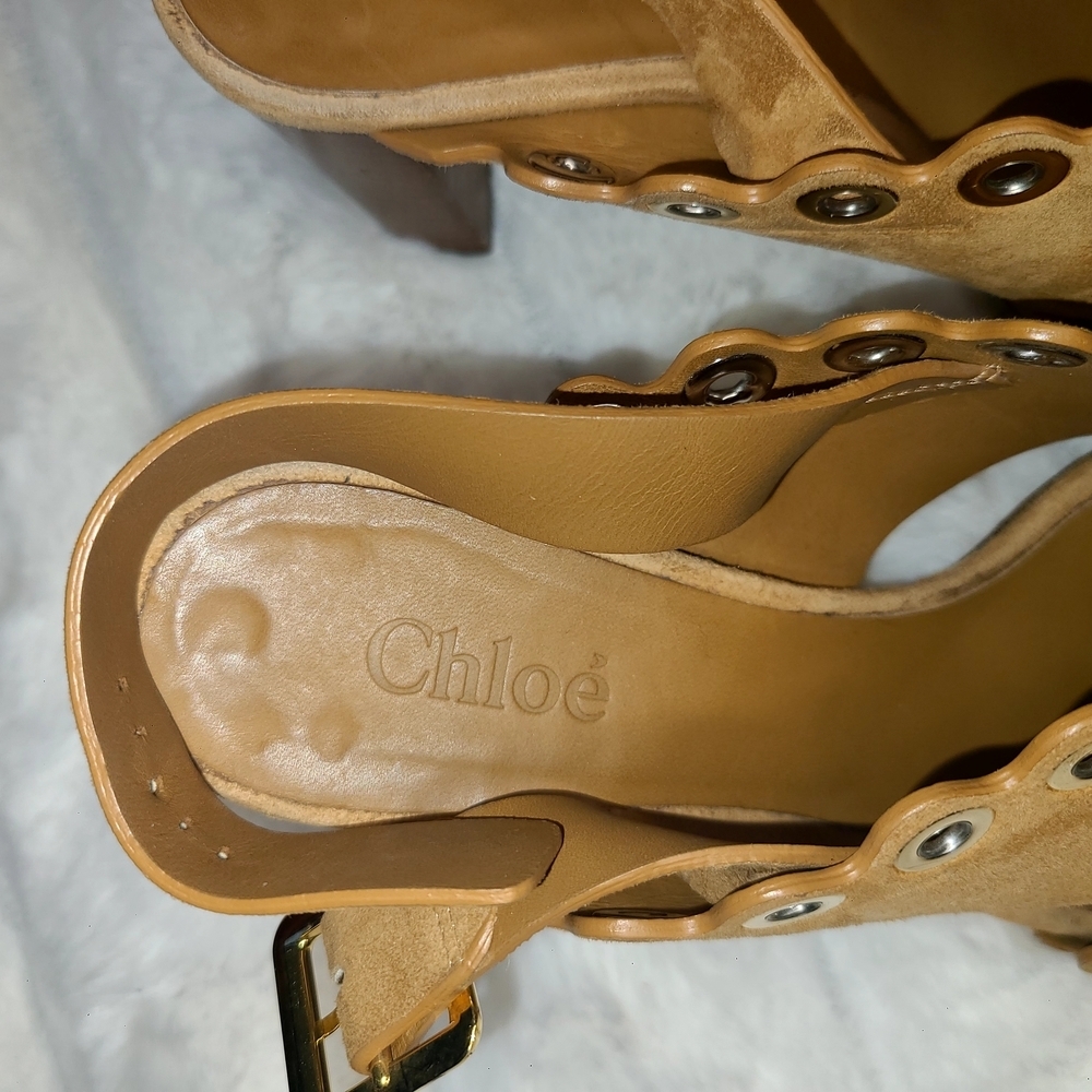 Chloe Tan Slingback Sandals with Cutout Design - Picture 4 of 10
